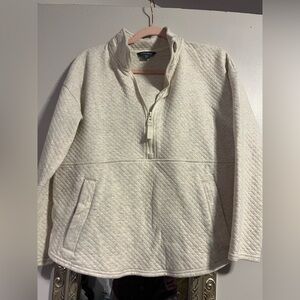 Eddie Bauer Woman's Off-White Quilted Zip-Up Sweater